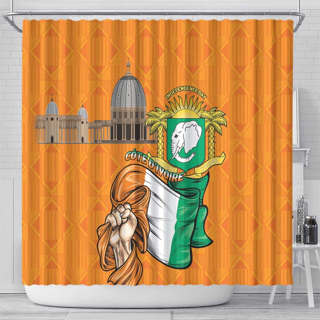 Ivory Coast Independence Day Shower Curtain Yamoussoukro Coat Of Arms