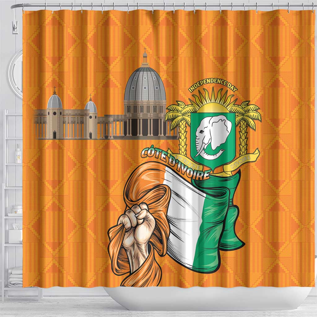 Ivory Coast Independence Day Shower Curtain Yamoussoukro Coat Of Arms