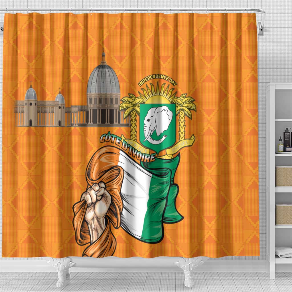 Ivory Coast Independence Day Shower Curtain Yamoussoukro Coat Of Arms