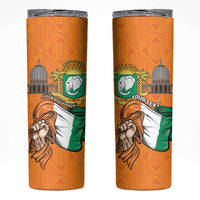 Personalised Ivory Coast Independence Day Skinny Tumbler Yamoussoukro Coat Of Arms