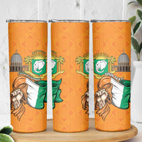 Personalised Ivory Coast Independence Day Skinny Tumbler Yamoussoukro Coat Of Arms
