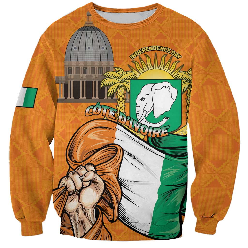 Personalised Ivory Coast Independence Day Sweatshirt Yamoussoukro Coat Of Arms