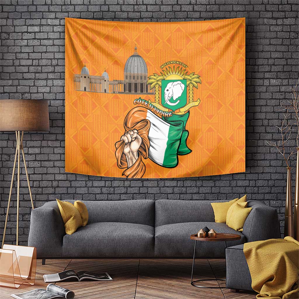 Ivory Coast Independence Day Tapestry Yamoussoukro Coat Of Arms