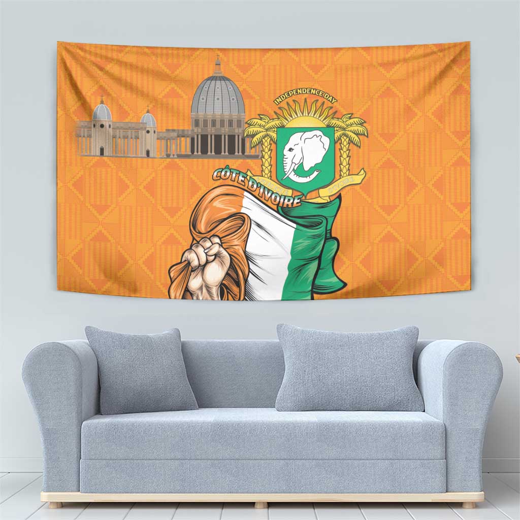 Ivory Coast Independence Day Tapestry Yamoussoukro Coat Of Arms