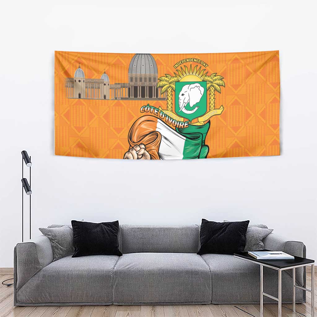 Ivory Coast Independence Day Tapestry Yamoussoukro Coat Of Arms