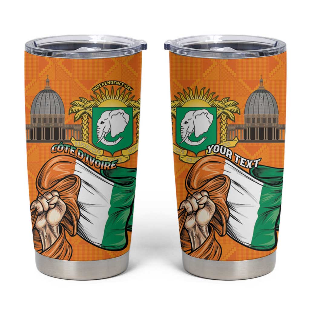 Personalised Ivory Coast Independence Day Tumbler Cup Yamoussoukro Coat Of Arms