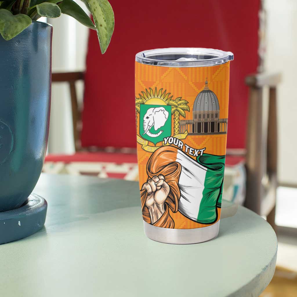 Personalised Ivory Coast Independence Day Tumbler Cup Yamoussoukro Coat Of Arms