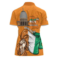 Personalised Ivory Coast Independence Day Women Polo Shirt Yamoussoukro Coat Of Arms