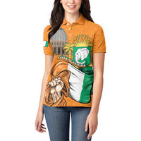 Personalised Ivory Coast Independence Day Women Polo Shirt Yamoussoukro Coat Of Arms