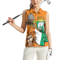 Personalised Ivory Coast Independence Day Women Sleeveless Polo Shirt Yamoussoukro Coat Of Arms