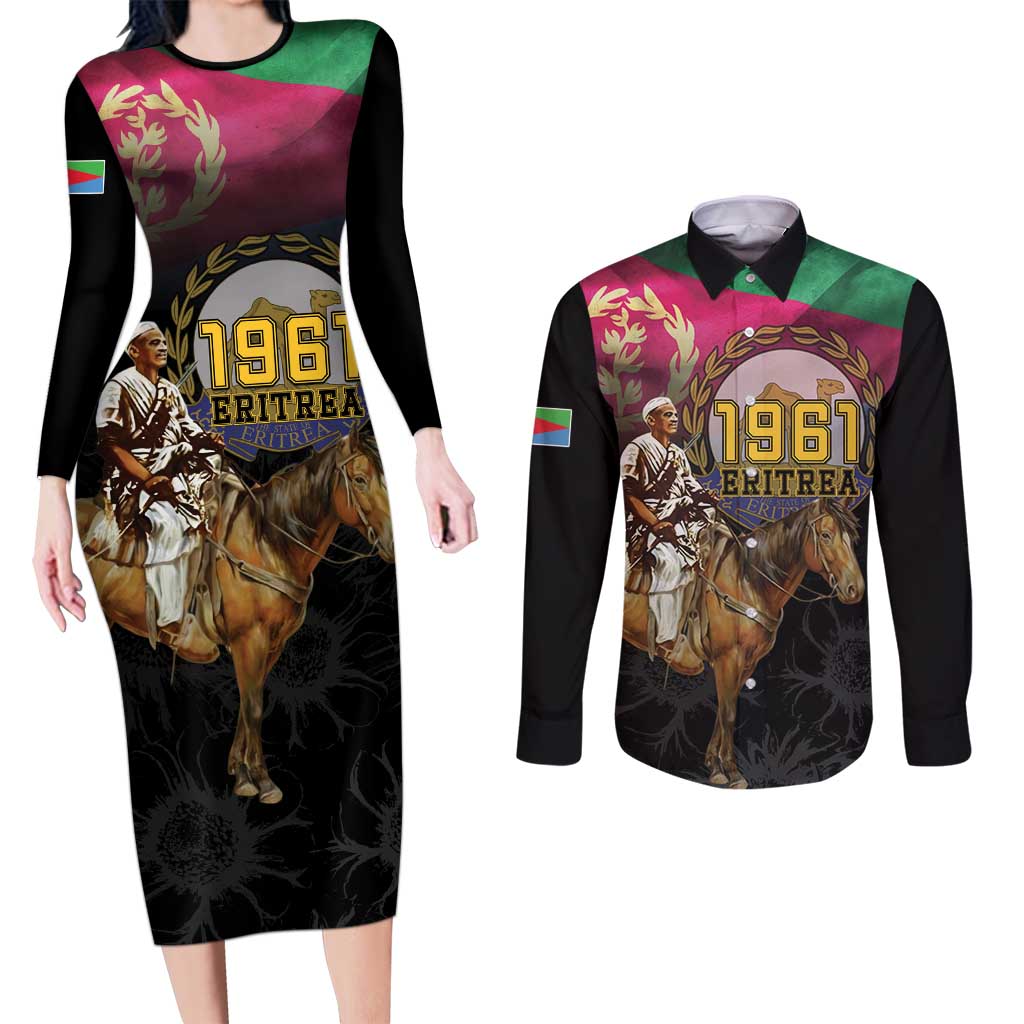 Happy Eritrea Revolution Day Couples Matching Long Sleeve Bodycon Dress and Long Sleeve Button Shirt Remember Hamid Idris Awate - Wonder Print Shop