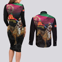Happy Eritrea Revolution Day Couples Matching Long Sleeve Bodycon Dress and Long Sleeve Button Shirt Remember Hamid Idris Awate - Wonder Print Shop