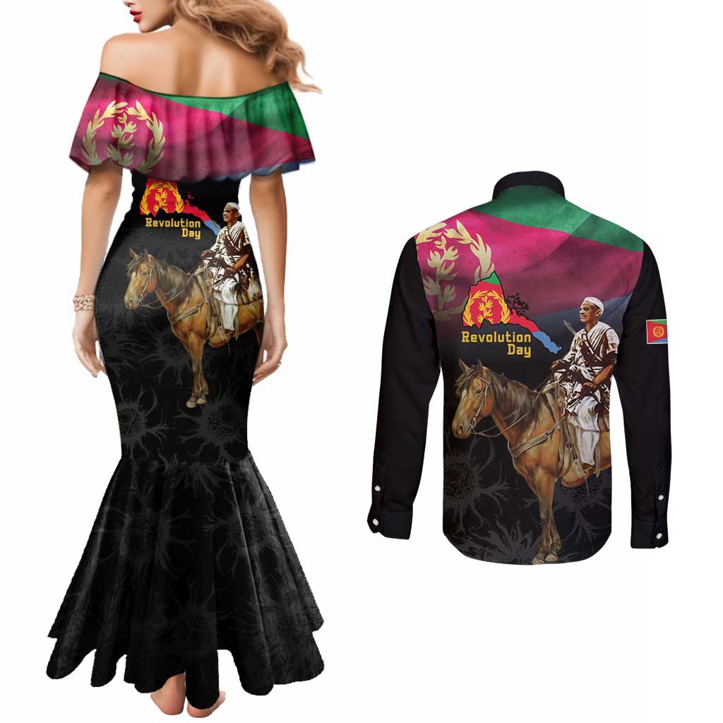 Happy Eritrea Revolution Day Couples Matching Mermaid Dress and Long Sleeve Button Shirt Remember Hamid Idris Awate - Wonder Print Shop