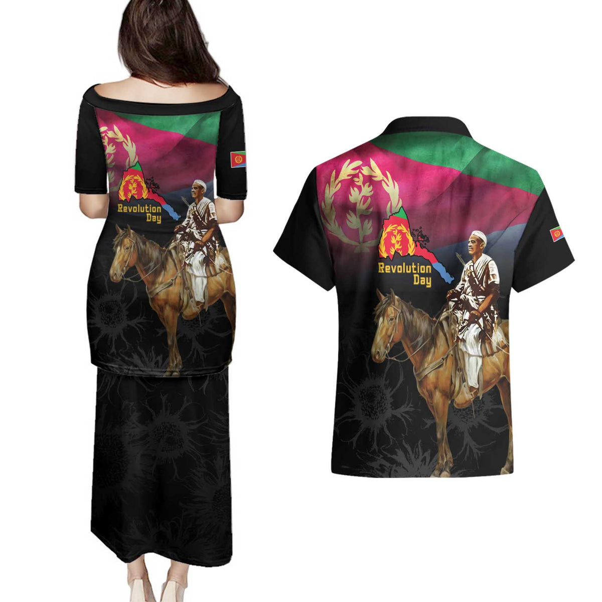 Happy Eritrea Revolution Day Couples Matching Puletasi and Hawaiian Shirt Remember Hamid Idris Awate - Wonder Print Shop