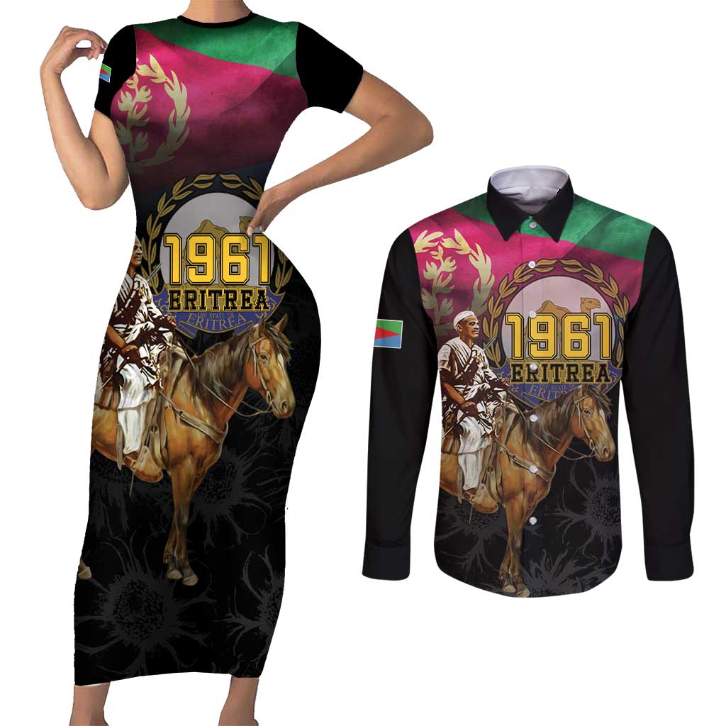 Happy Eritrea Revolution Day Couples Matching Short Sleeve Bodycon Dress and Long Sleeve Button Shirt Remember Hamid Idris Awate - Wonder Print Shop
