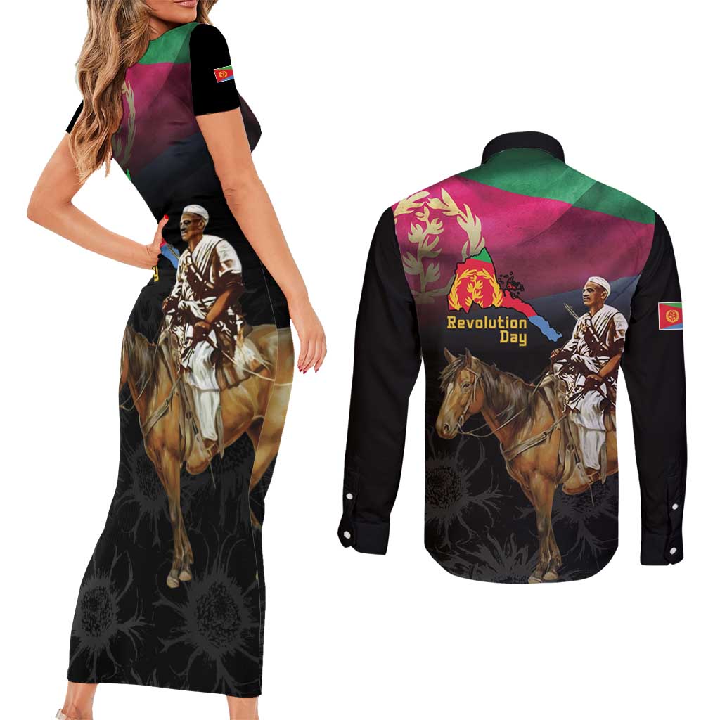 Happy Eritrea Revolution Day Couples Matching Short Sleeve Bodycon Dress and Long Sleeve Button Shirt Remember Hamid Idris Awate - Wonder Print Shop