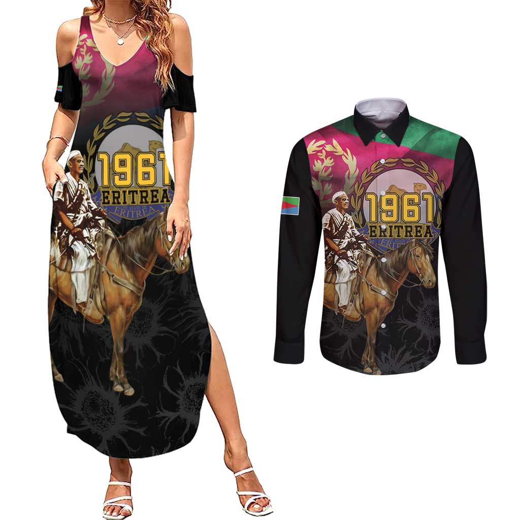 Happy Eritrea Revolution Day Couples Matching Summer Maxi Dress and Long Sleeve Button Shirt Remember Hamid Idris Awate - Wonder Print Shop
