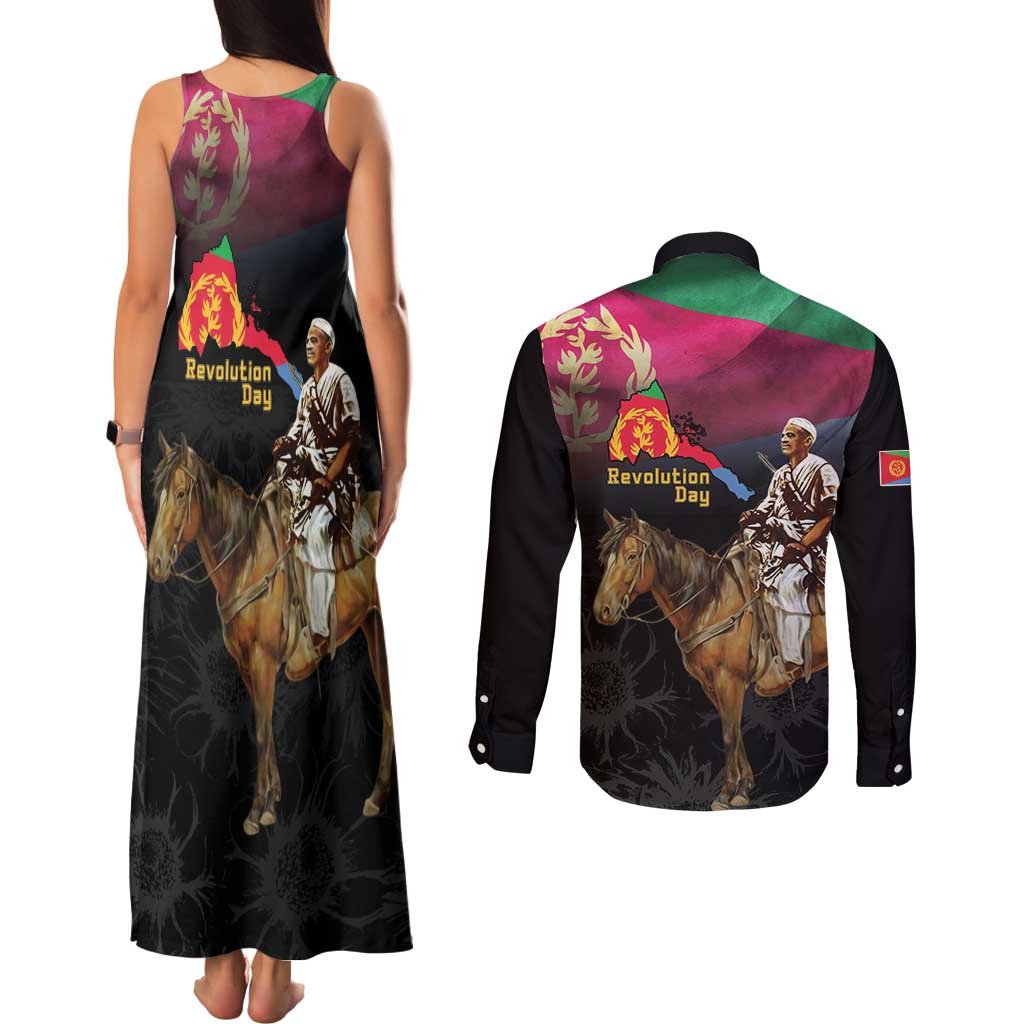 Happy Eritrea Revolution Day Couples Matching Tank Maxi Dress and Long Sleeve Button Shirt Remember Hamid Idris Awate - Wonder Print Shop