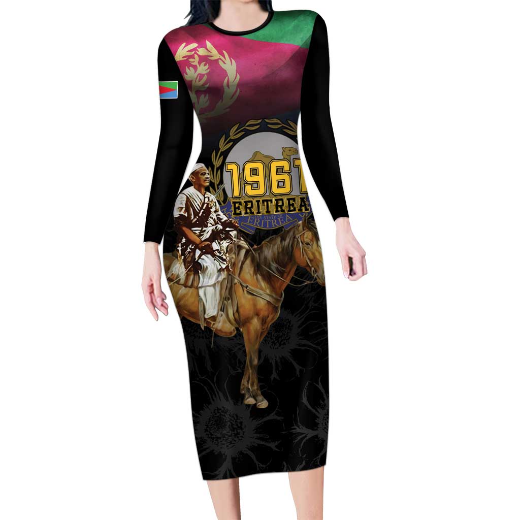 Happy Eritrea Revolution Day Long Sleeve Bodycon Dress Remember Hamid Idris Awate - Wonder Print Shop