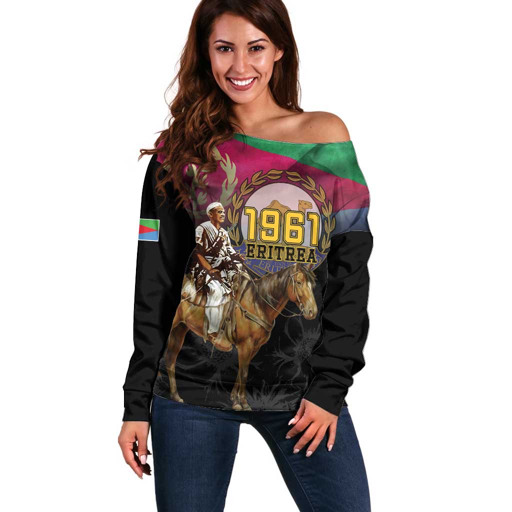 Happy Eritrea Revolution Day Off Shoulder Sweater Remember Hamid Idris Awate - Wonder Print Shop