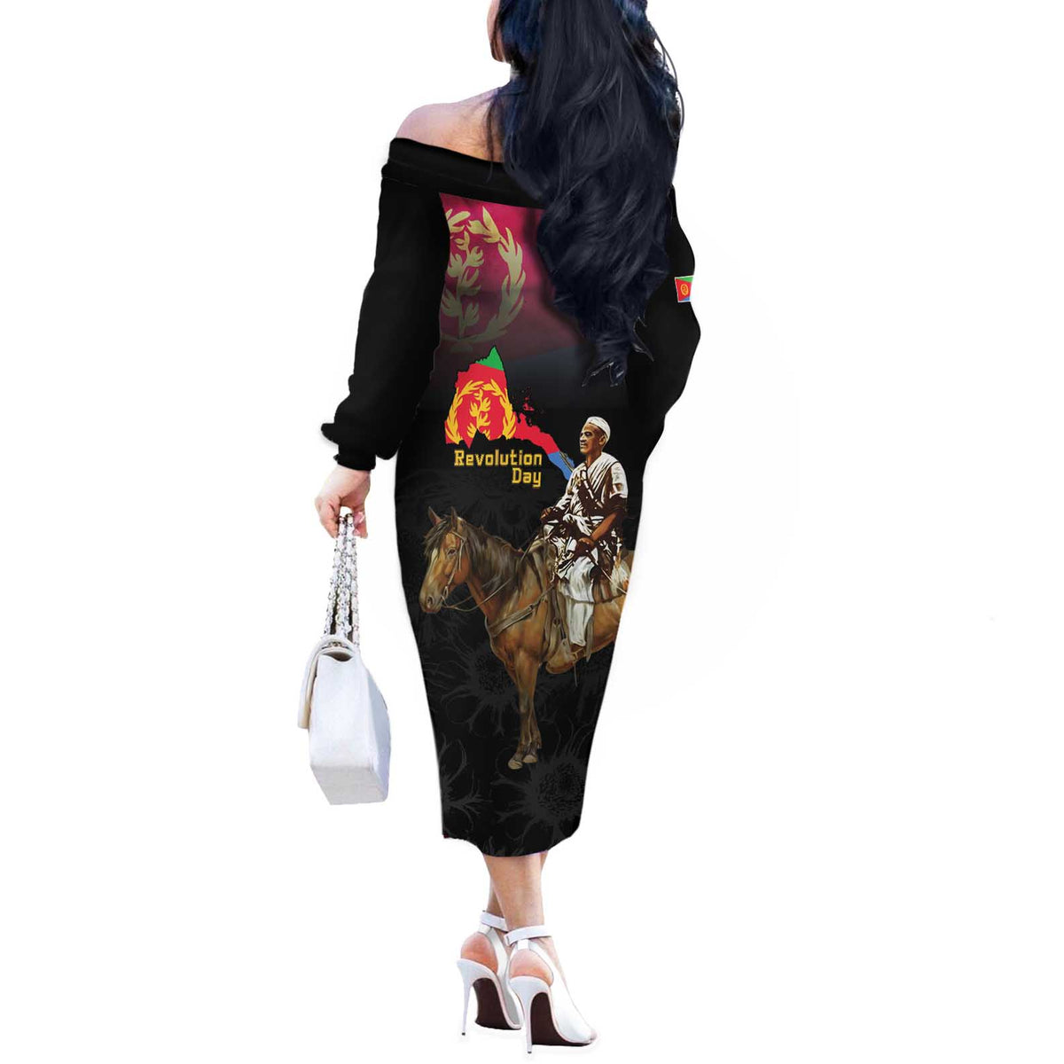 Happy Eritrea Revolution Day Off The Shoulder Long Sleeve Dress Remember Hamid Idris Awate - Wonder Print Shop