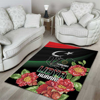 Libya Revolution Day Area Rug Libyan Map With Pomegranate Blossom - Wonder Print Shop