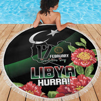 Libya Revolution Day Beach Blanket Libyan Map With Pomegranate Blossom - Wonder Print Shop