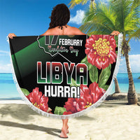 Libya Revolution Day Beach Blanket Libyan Map With Pomegranate Blossom - Wonder Print Shop