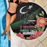 Libya Revolution Day Beach Blanket Libyan Map With Pomegranate Blossom - Wonder Print Shop