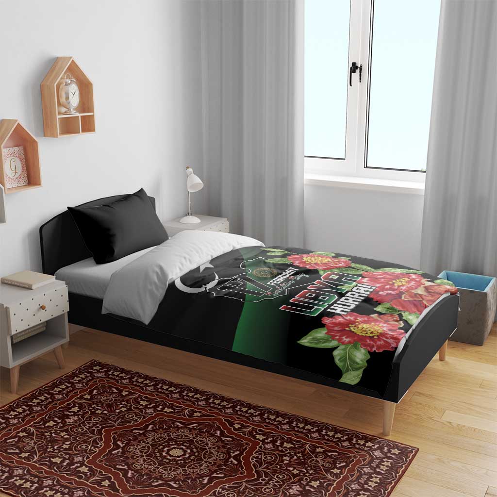 Libya Revolution Day Bedding Set Libyan Map With Pomegranate Blossom - Wonder Print Shop
