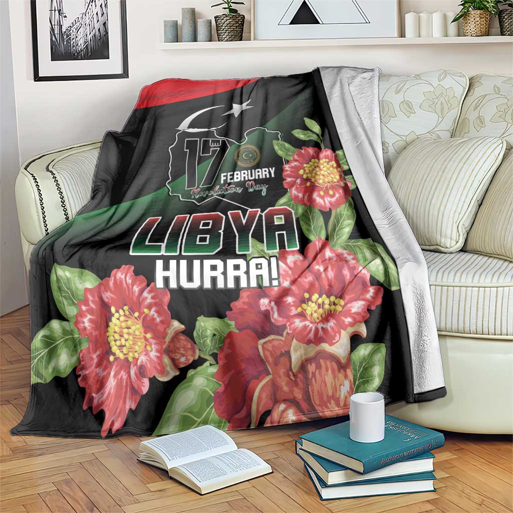 Libya Revolution Day Blanket Libyan Map With Pomegranate Blossom - Wonder Print Shop