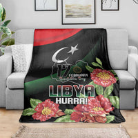 Libya Revolution Day Blanket Libyan Map With Pomegranate Blossom - Wonder Print Shop