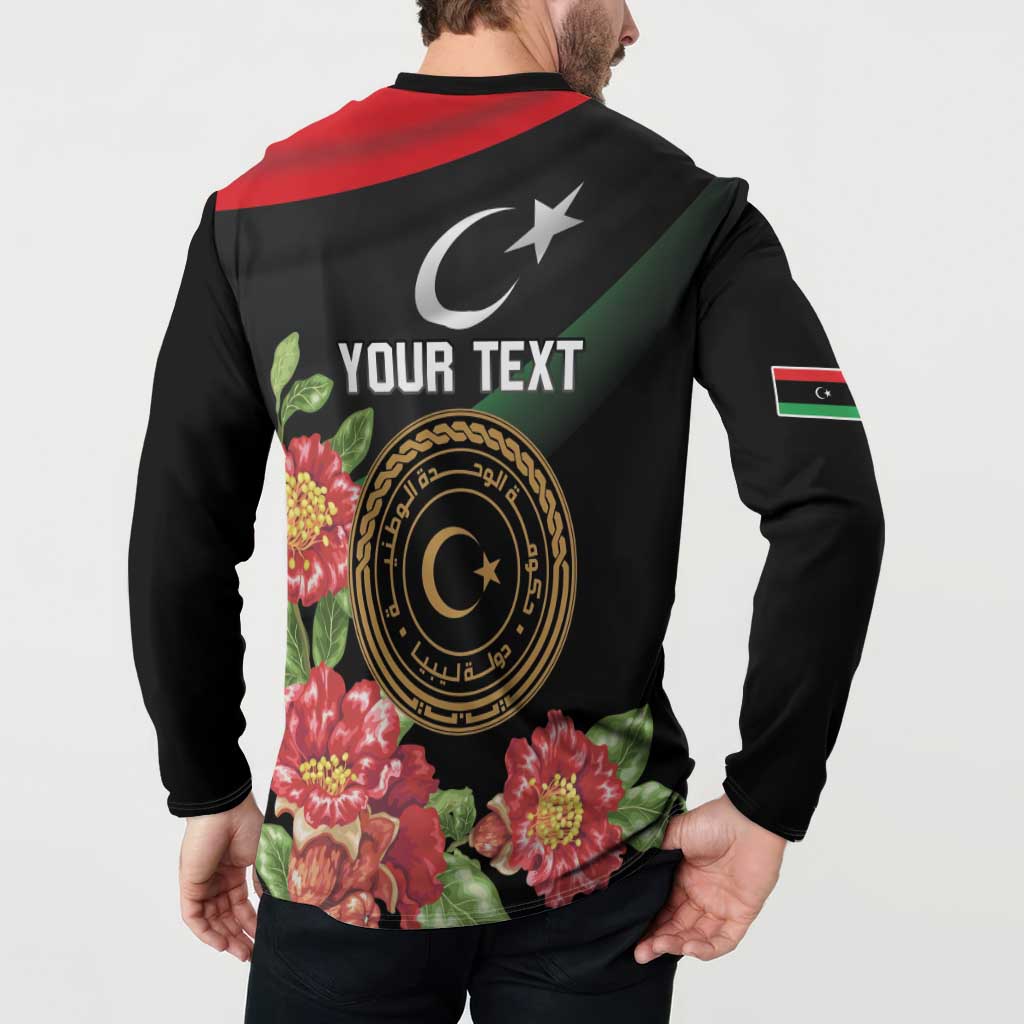 Personalized Libya Revolution Day Button Sweatshirt Libyan Map With Pomegranate Blossom - Wonder Print Shop