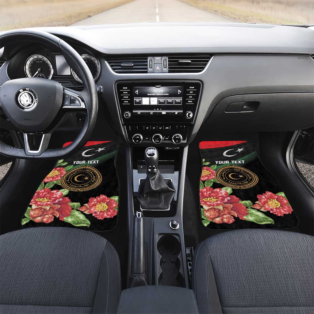 Libya Revolution Day Car Mats Libyan Map With Pomegranate Blossom - Wonder Print Shop