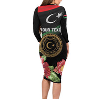 Personalized Libya Revolution Day Family Matching Long Sleeve Bodycon Dress and Hawaiian Shirt Libyan Map With Pomegranate Blossom - Wonder Print Shop