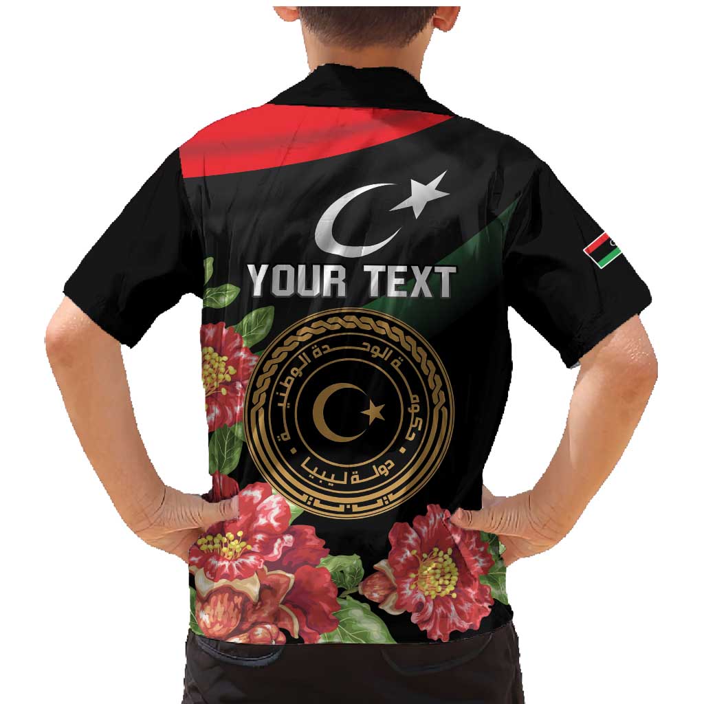 Personalized Libya Revolution Day Family Matching Mermaid Dress and Hawaiian Shirt Libyan Map With Pomegranate Blossom - Wonder Print Shop