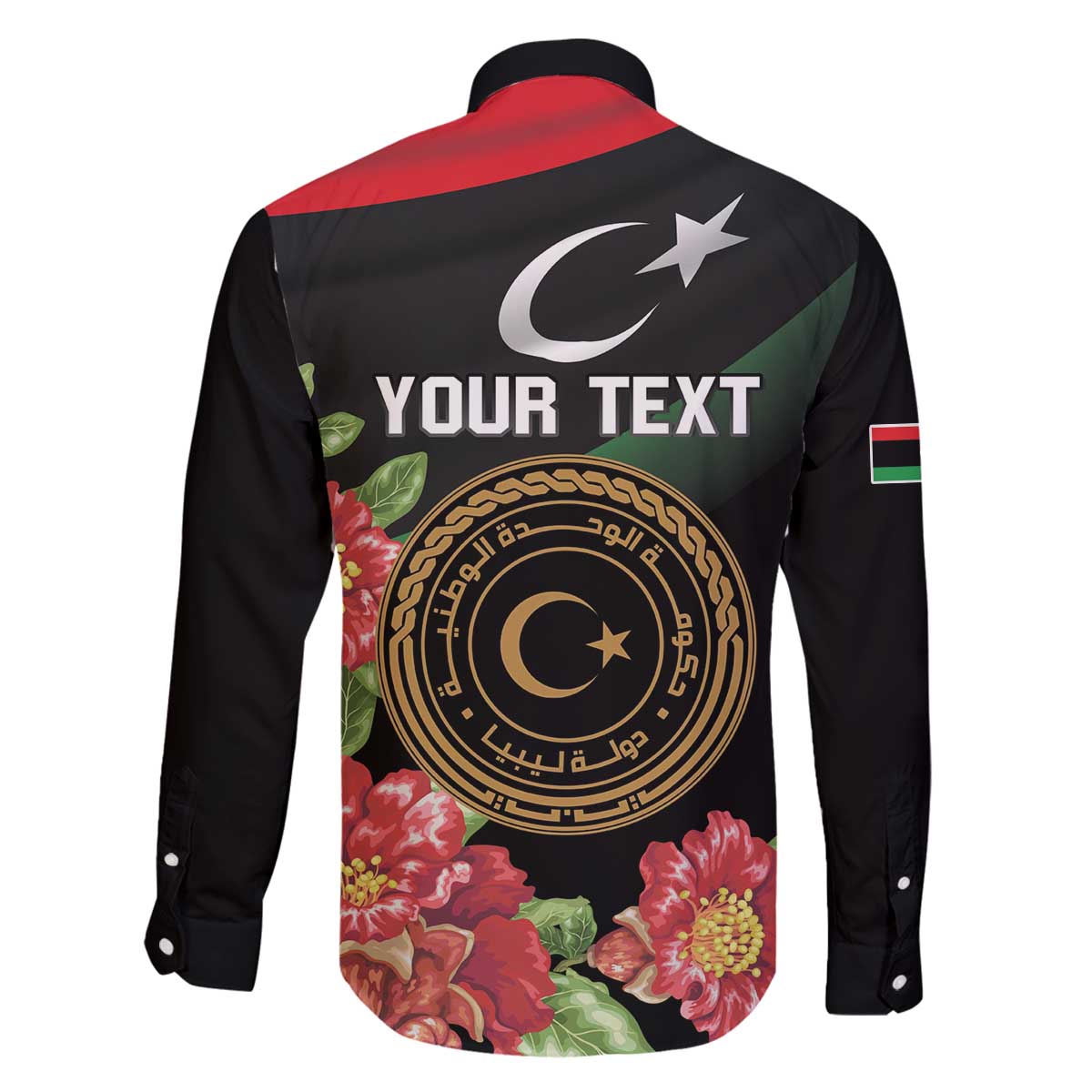 Personalized Libya Revolution Day Family Matching Off The Shoulder Long Sleeve Dress and Hawaiian Shirt Libyan Map With Pomegranate Blossom - Wonder Print Shop