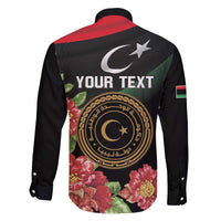 Personalized Libya Revolution Day Family Matching Off The Shoulder Long Sleeve Dress and Hawaiian Shirt Libyan Map With Pomegranate Blossom - Wonder Print Shop