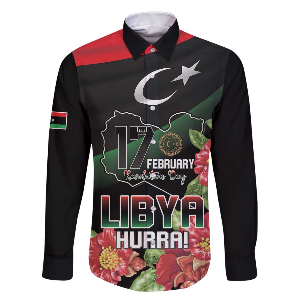 Personalized Libya Revolution Day Family Matching Off Shoulder Maxi Dress and Hawaiian Shirt Libyan Map With Pomegranate Blossom - Wonder Print Shop