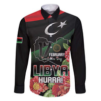 Personalized Libya Revolution Day Family Matching Off Shoulder Maxi Dress and Hawaiian Shirt Libyan Map With Pomegranate Blossom - Wonder Print Shop