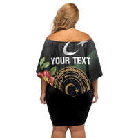 Personalized Libya Revolution Day Family Matching Off Shoulder Short Dress and Hawaiian Shirt Libyan Map With Pomegranate Blossom - Wonder Print Shop