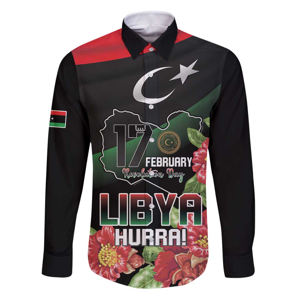 Personalized Libya Revolution Day Family Matching Puletasi and Hawaiian Shirt Libyan Map With Pomegranate Blossom - Wonder Print Shop