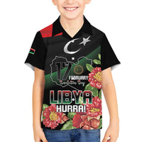 Personalized Libya Revolution Day Family Matching Puletasi and Hawaiian Shirt Libyan Map With Pomegranate Blossom - Wonder Print Shop