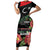 Personalized Libya Revolution Day Family Matching Short Sleeve Bodycon Dress and Hawaiian Shirt Libyan Map With Pomegranate Blossom - Wonder Print Shop