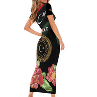 Personalized Libya Revolution Day Family Matching Short Sleeve Bodycon Dress and Hawaiian Shirt Libyan Map With Pomegranate Blossom - Wonder Print Shop