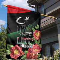 Libya Revolution Day Garden Flag Libyan Map With Pomegranate Blossom - Wonder Print Shop