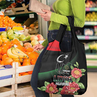 Libya Revolution Day Grocery Bag Libyan Map With Pomegranate Blossom - Wonder Print Shop