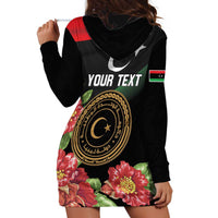 Personalized Libya Revolution Day Hoodie Dress Libyan Map With Pomegranate Blossom - Wonder Print Shop