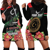 Personalized Libya Revolution Day Hoodie Dress Libyan Map With Pomegranate Blossom - Wonder Print Shop