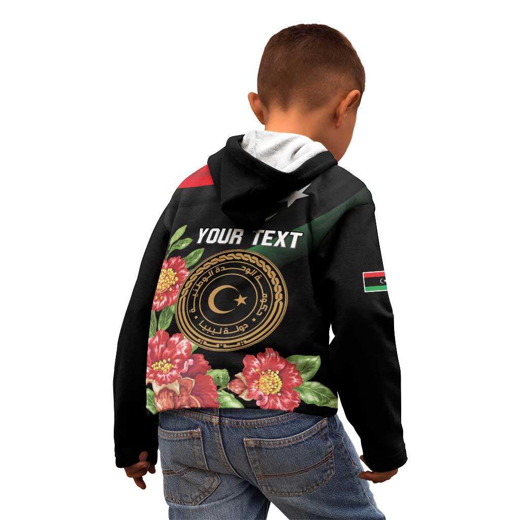 Personalized Libya Revolution Day Kid Hoodie Libyan Map With Pomegranate Blossom - Wonder Print Shop